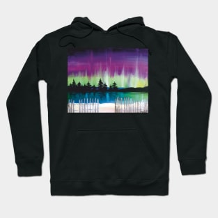 Northern Lights Beach Painting Hoodie